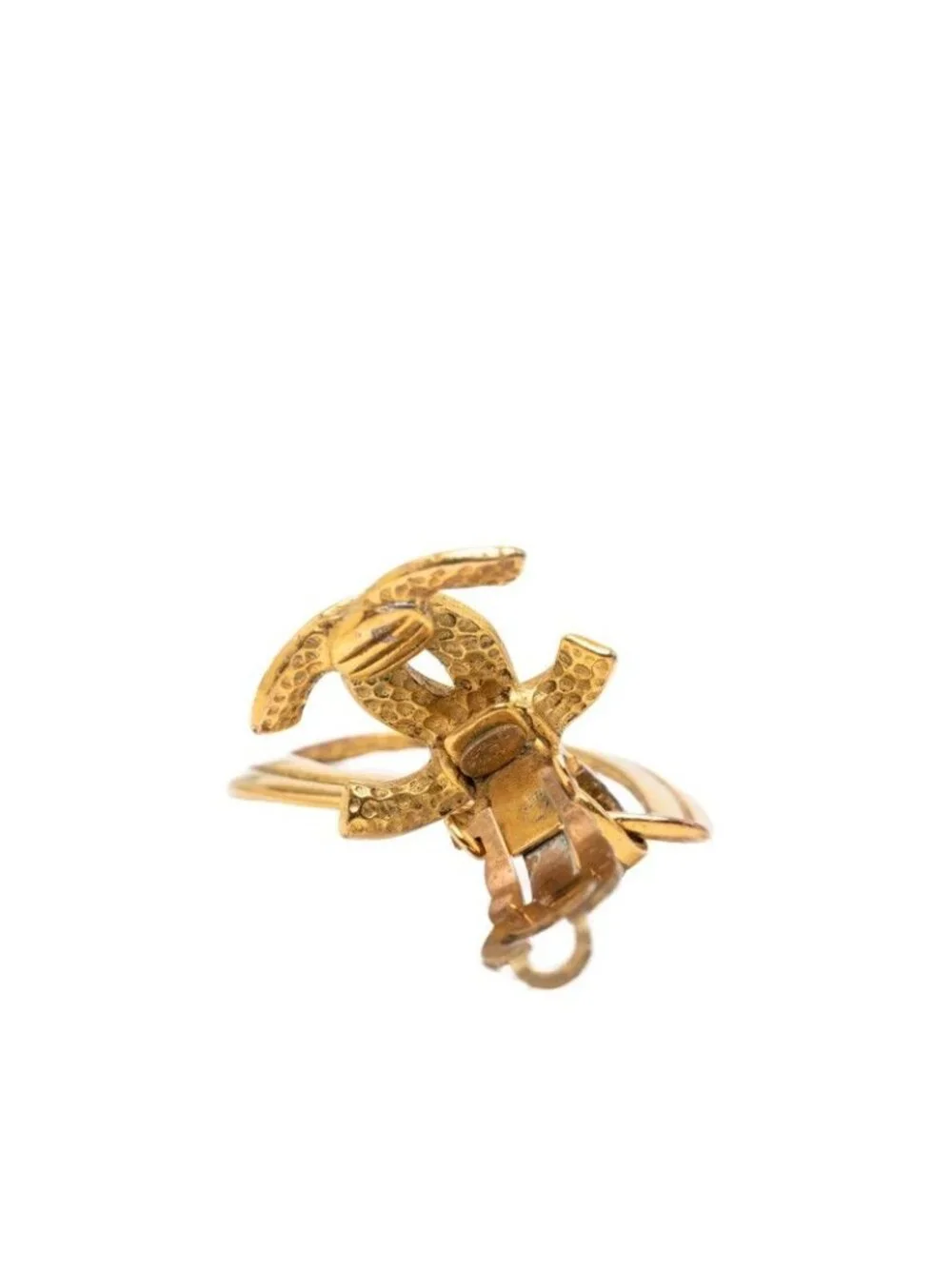 Chanel CC Logo Vintage Teardrop Earrings 96 Gold Plated